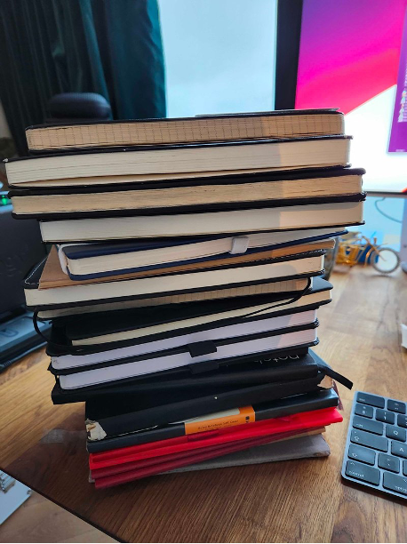 A stack of notebooks